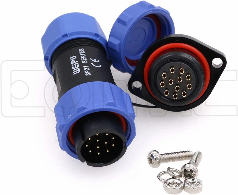 Eonvic Weipu SP21 2-12 Pin Male Plug Female Socket Flange Waterproof IP68 Connector Cable Industrial Circular Solar Electrical Connector (12Pin) - Image 4